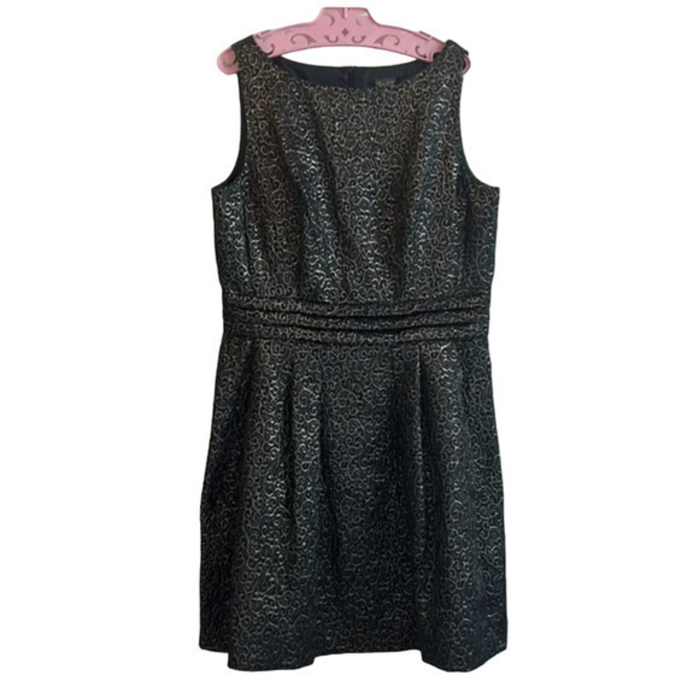 New Without Tags Taylor‎ Metallic Gold Black Cocktail Dress Womens Size 12